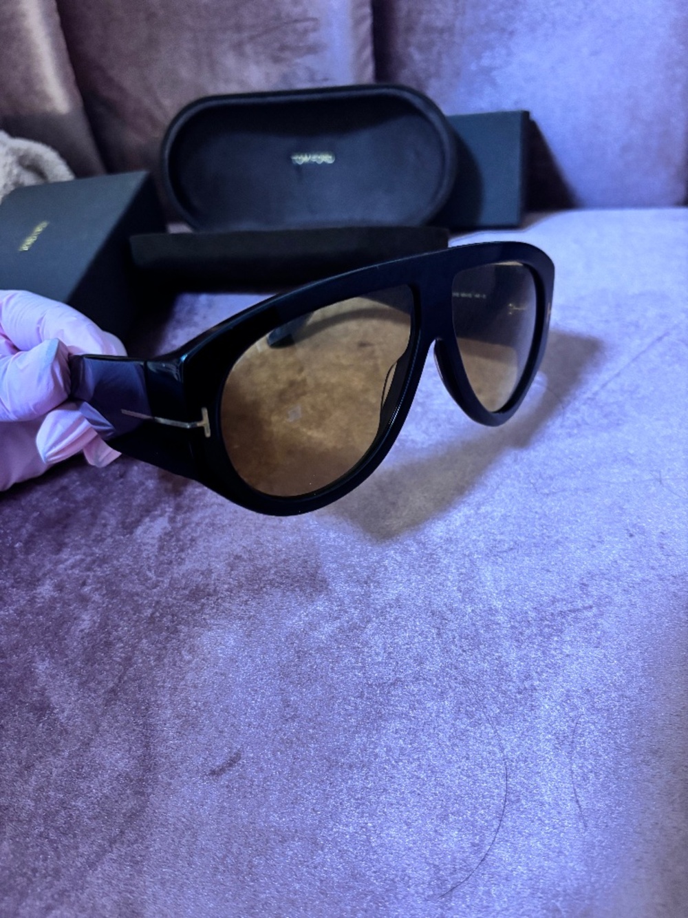 Tom Ford Bronson Sunglasses FT1044S 01E 60mm Shiny Black / Brown Lens